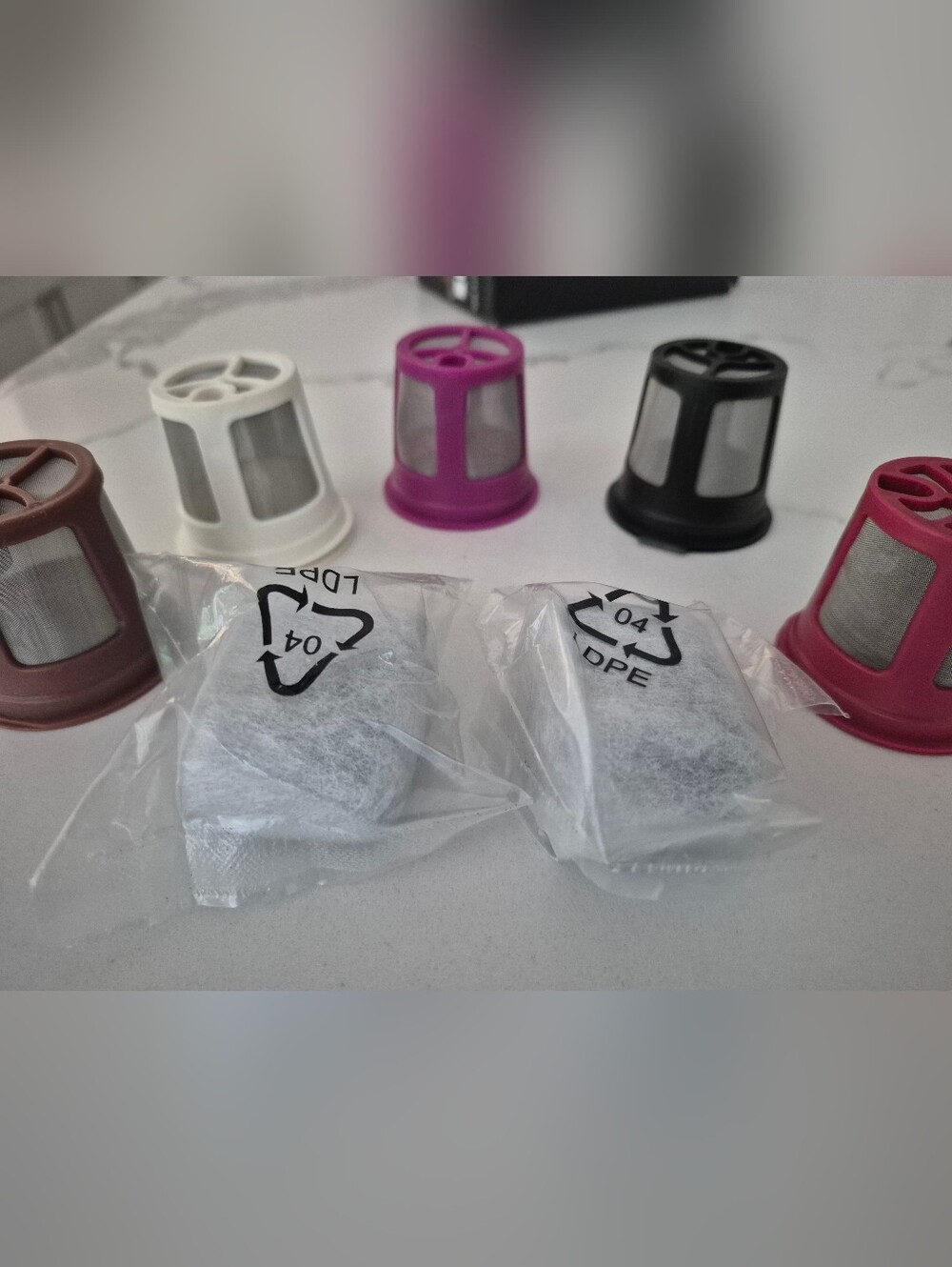 7pc Set Including 5Reusable Coffee Capsule K Cup Filters + 2 Charcoal Filters